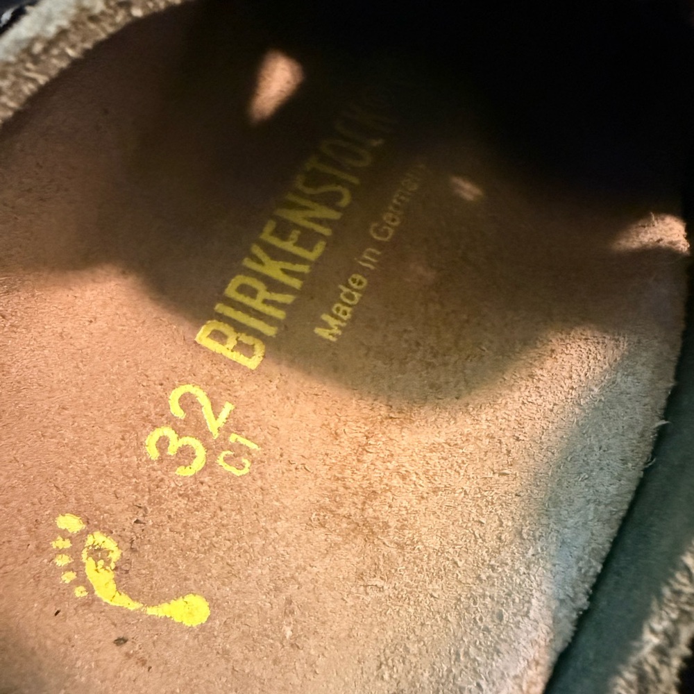 Birkenstock Kids Suede Slip-On Clogs in Olive - Picture 2 of 3